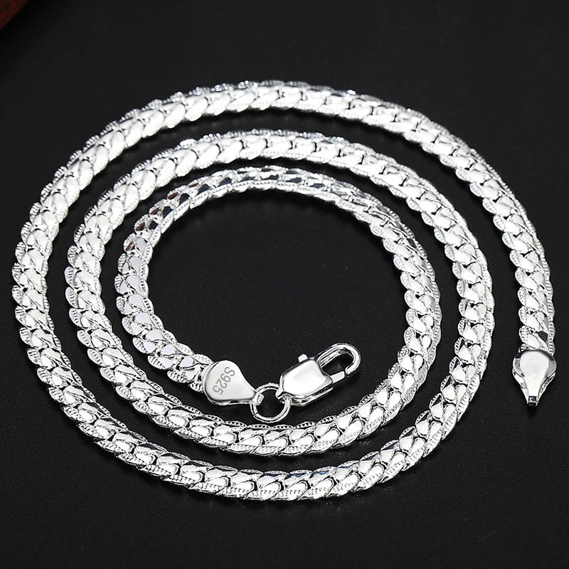 6Mm Figaro Chain Necklace - Silver&Gold, Unisex Fashion Jewelry