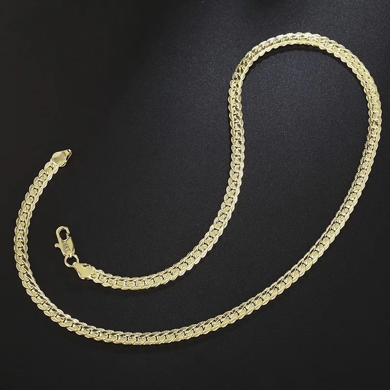 6Mm Figaro Chain Necklace - Silver&Gold, Unisex Fashion Jewelry