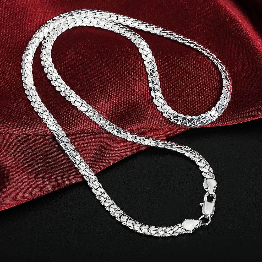 6Mm Figaro Chain Necklace - Silver&Gold, Unisex Fashion Jewelry