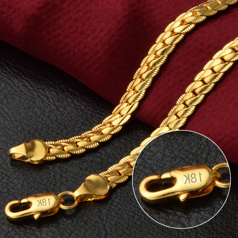6Mm Figaro Chain Necklace - Silver&Gold, Unisex Fashion Jewelry