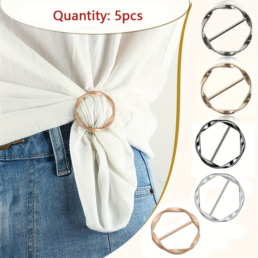 5pcs Metal Scarf & T-Shirt Clips - Knitting & Waist Cinching