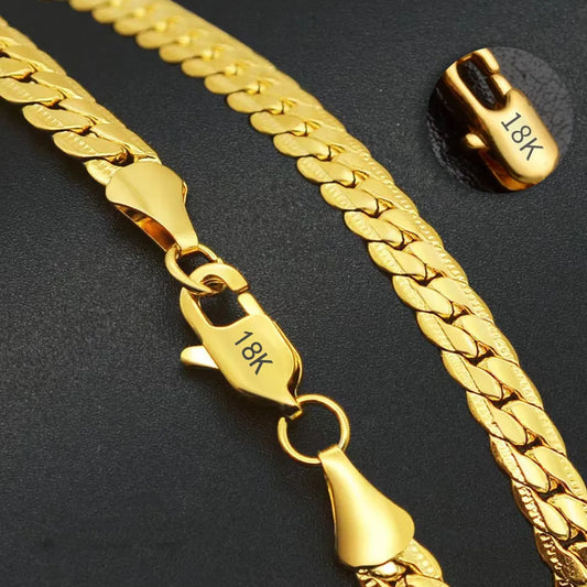 6Mm Figaro Chain Necklace - Silver&Gold, Unisex Fashion Jewelry